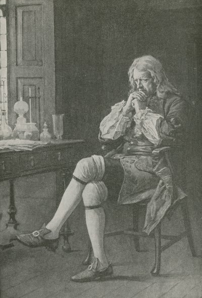 Sir Isaac Newton Sits Dreaming by English School
