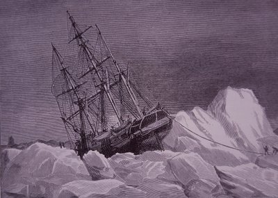 Sir John Franklin, expedition of 1845 to find Northwest Passage, ship Terror stuck in ice by English School