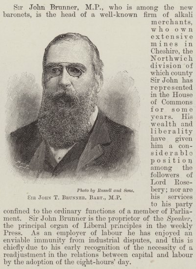 Sir John T Brunner, Baronet, MP by English School