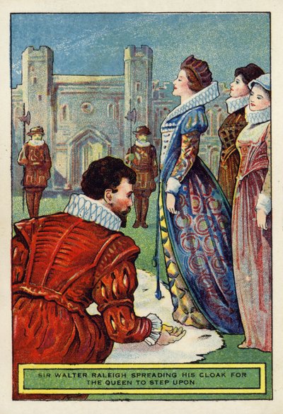 Sir Walter Raleigh Spreading His Cloak for the Queen to Step on by English School