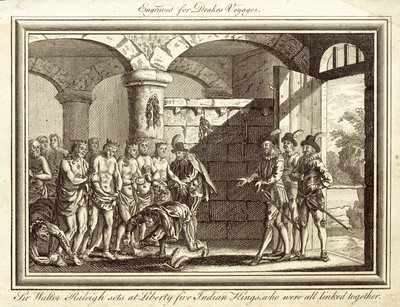 Sir Walter Raleigh Sets at Liberty Five Indian Kings by English School