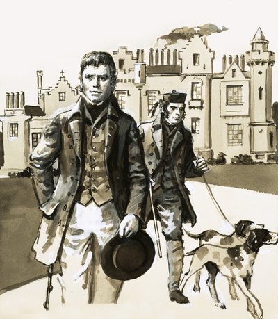 Sir Walter Scott Walking with Tom Purdie by English School