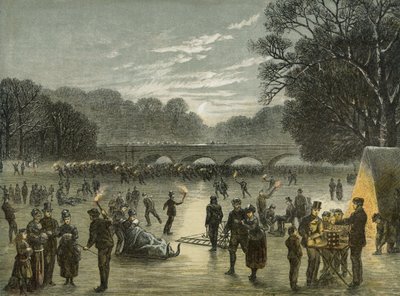 Skating in Hyde Park, London, c.1850 by English School