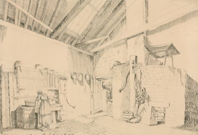 Sketch of the scullery at Putney Park, Putney, London by English School