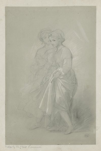 Sketch of two girls by English School
