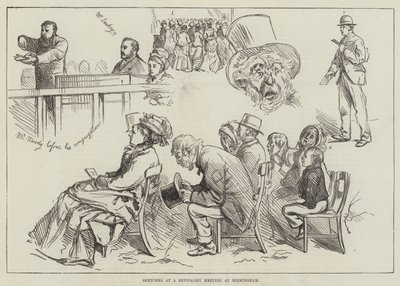Sketches at a Revivalist Meeting at Birmingham by English School