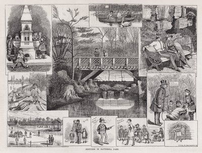 Sketches in Battersea Park by English School