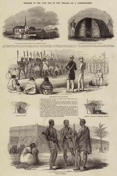 Sketches of the Late War in New Zealand (engraving) by English School