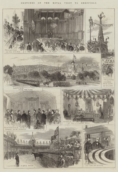 Sketches of the Royal Visit to Sheffield by English School
