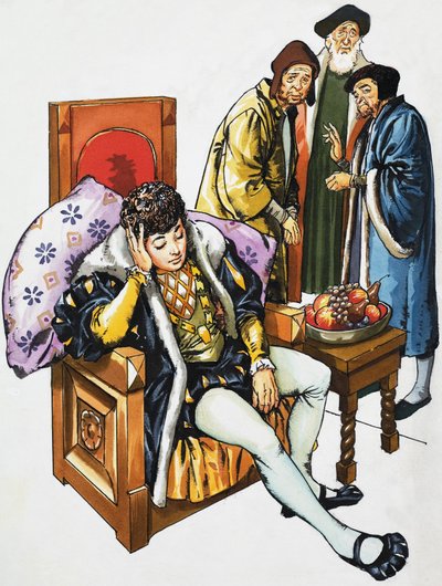 Sleeping Boy on a Throne by English School