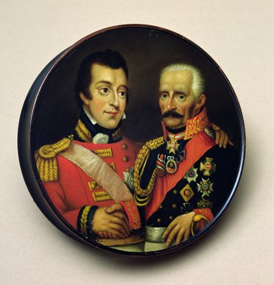 Snuff box with portraits of Arthur Wellesley, Duke of Wellington and Gebbard Leberecht, Field Marshall, Prince von Blucher by English School