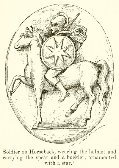 Soldier on Horseback, Wearing the Helmet and Carrying the Spear and Buckler, Ornamented with a Star by English School