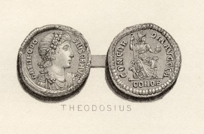 Solidus coin from the time of Theodosius the Great by English School