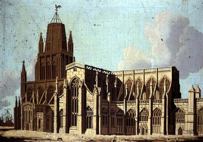 South-East View of St. Mary Redcliffe Church in Bristol by English School