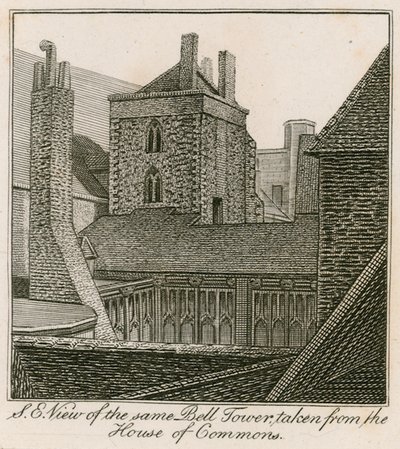 South east view of the Bell Tower, St Stephens Chapel, taken from the House of Commons by English School