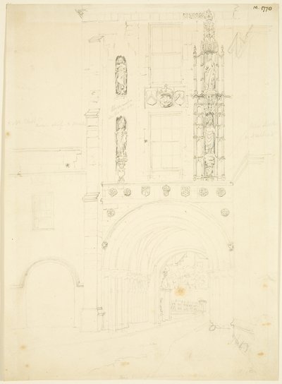 South view of Abbey Gatehouse of Bristol Cathedral by English School