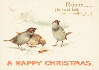 Sparrows in the snow by English School