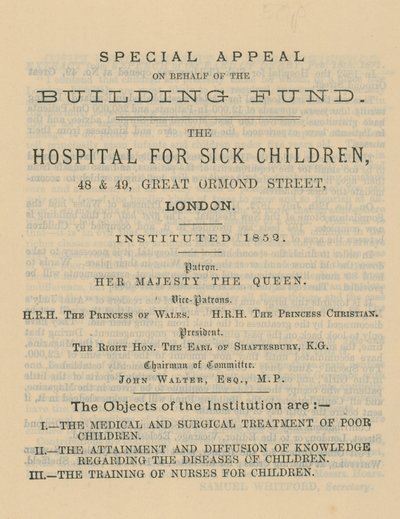 Special Appeal on Behalf of Great Ormond Street by English School