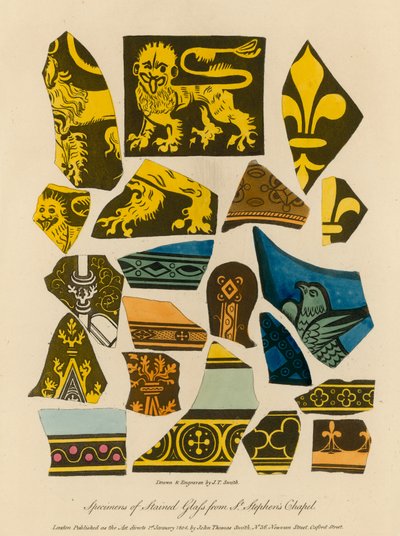 Specimens of Stained Glass from St Stephens Chapel by English School