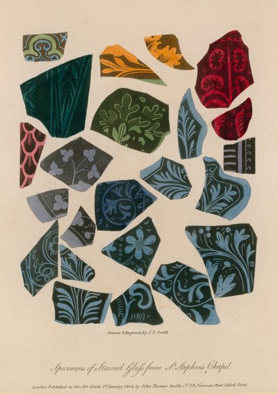 Specimens of Stained Glass from St Stephens Chapel by English School