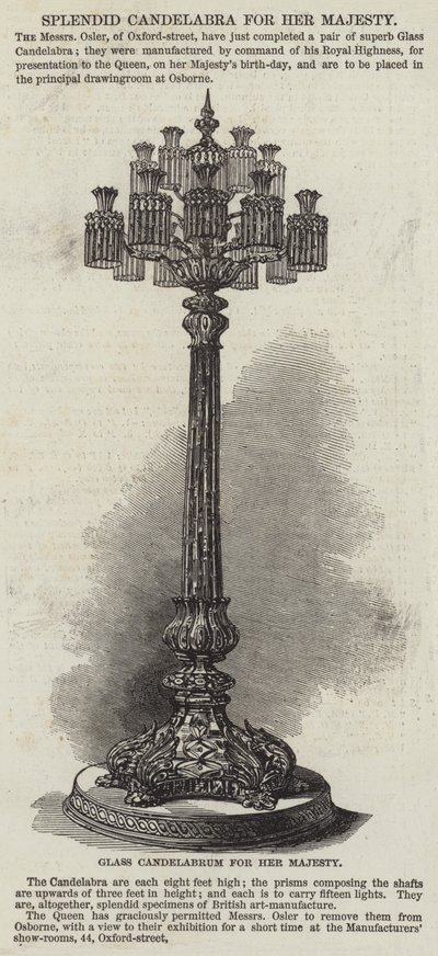 Splendid Candelabra for Her Majesty by English School