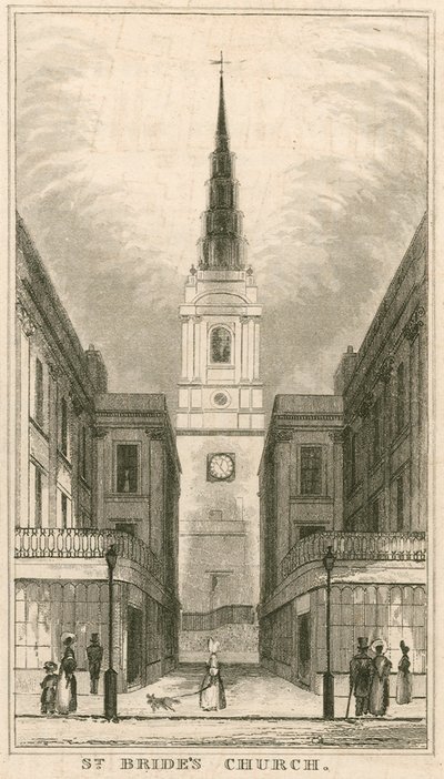 St Brides Church, Fleet Street, London by English School