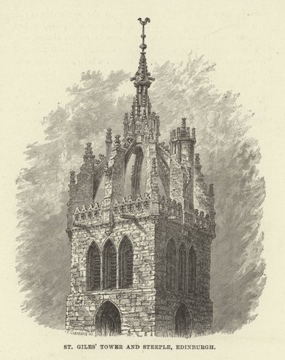 St Giles Tower and Steeple, Edinburgh by English School