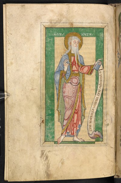St John with a Frame in Green by English School