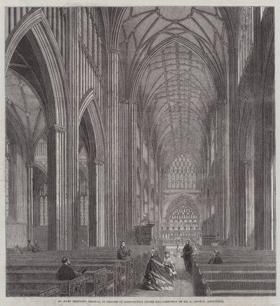 St Mary Redcliff, Bristol, in Process of Restoration under the Direction of Mr G Godwin, Architect by English School