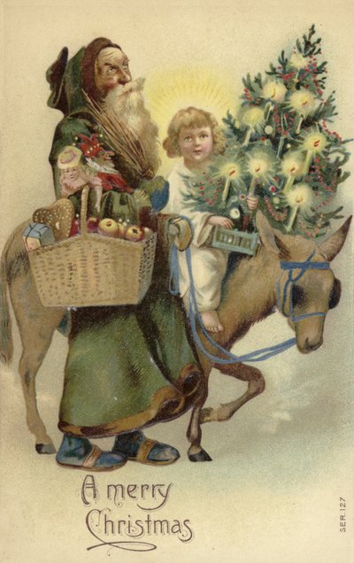 St Nicholas and Jesus Christ, with Christmas Tree and Presents by English School