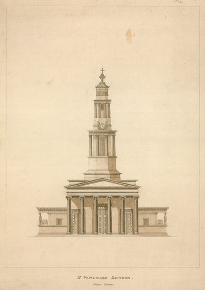 St Pancras Church, London; west front by English School