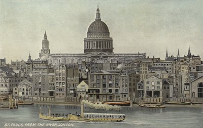 St Pauls from the river, London by English School
