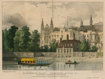 St Stephens Chapel, Speakers House, etc, Westminster, London, from the River Thames by English School