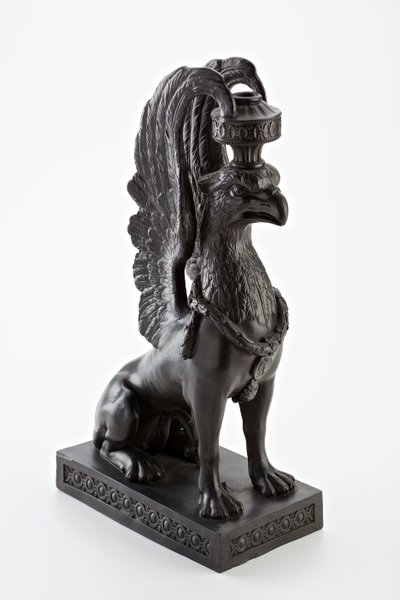 Staffordshire Wedgwood basalt ware candlestick in the form of a griffin, c.1771-80 by English School