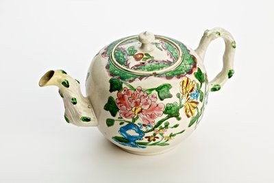 Staffordshire teapot decorated with chrysanthemums, 1760 by English School