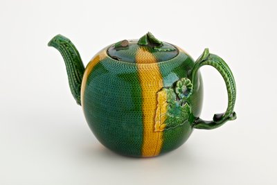 Staffordshire teapot with crabstock handle and spout, 1750 by English School