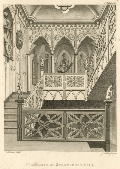 Staircase at Strawberry Hill, Twickenham, London by English School