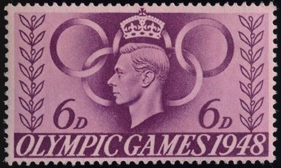 Stamp commemorating the 1948 London Olympics by English School