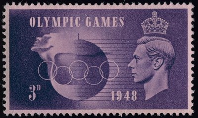 Stamp commemorating the 1948 London Olympics by English School