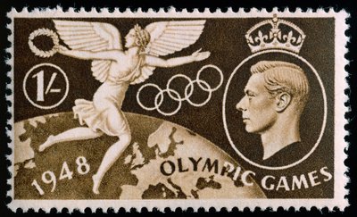 Stamp commemorating the 1948 London Olympics by English School