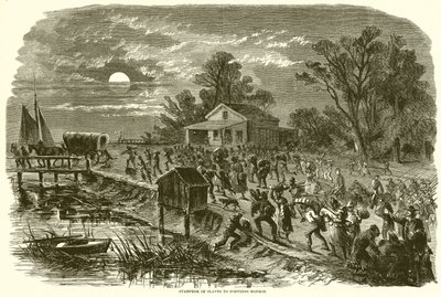 Stampede of Slaves to Fortress Monroe by English School