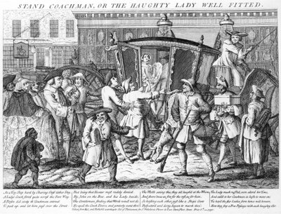 Stand Coachman or the Haughty Lady Well Fitted, published by J. Wakelin, 1750 by English School