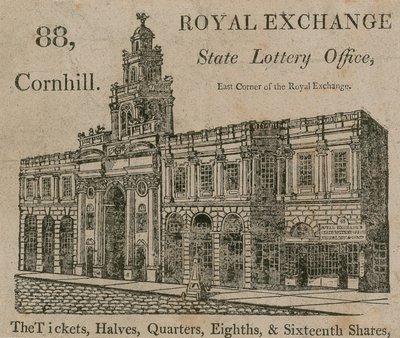 State Lottery Office, East Corner of the Royal Exchange, 88 Cornhill, London by English School