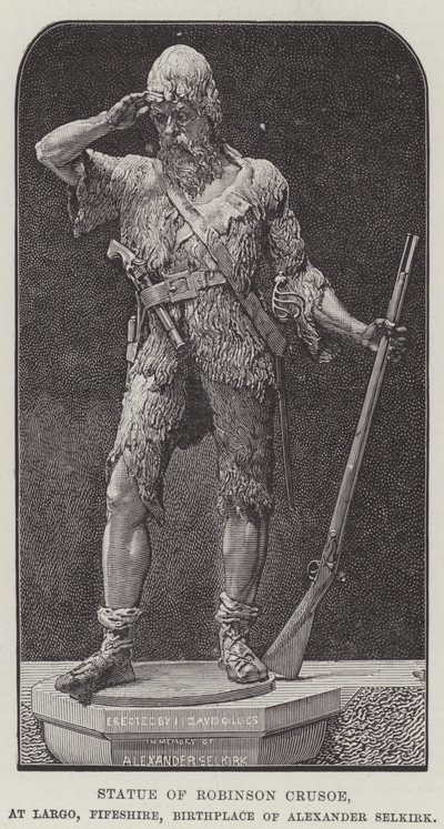 Statue of Robinson Crusoe, at Largo, Fifeshire, Birthplace of Alexander Selkirk by English School