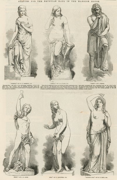 Statues for the Egyptian Hall in the Mansion House by English School