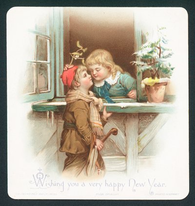 Stealing a kiss under the mistletoe by English School