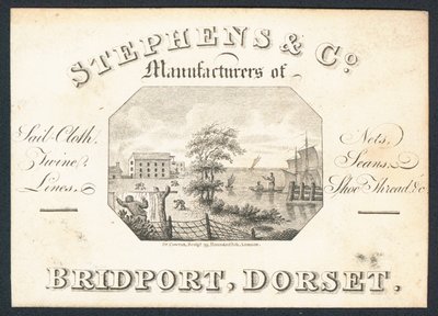 Stephens & Co, Manufacturers of Sail-Cloth, Nets, Twine, Lines and Shoe Thread, Trade Card by English School