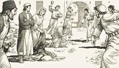 Stoning a sinner by English School
