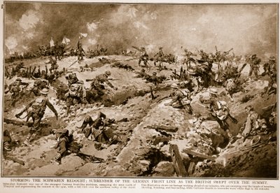 Storming the Schwaben Redoubt: surrender of the German Front Line as the British swept over the summit by English School