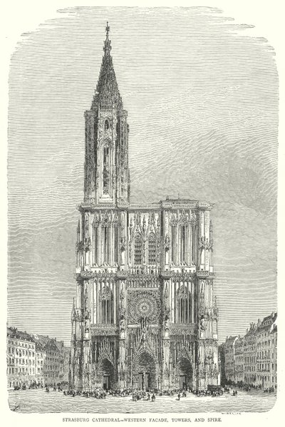 Strasburg Cathedral-Western Facade, Towers, and Spire by English School
